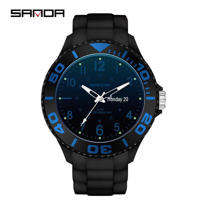 Sanda Fashion Dual Calendar Quartz Sports Watch - Luminous, Waterproof, Digital Wristwatch for Youth