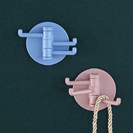 12PCS Wall Hooks, with 3-Branch Rotating Design, Self-Adhesive Waterproof Organizer, Strong Load-Bearing Hooks for Bathroom Kitchen