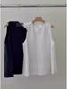 Chic Korean Style Women's White Sleeveless Bamboo Cotton Linen Vest 2026 Summer Design