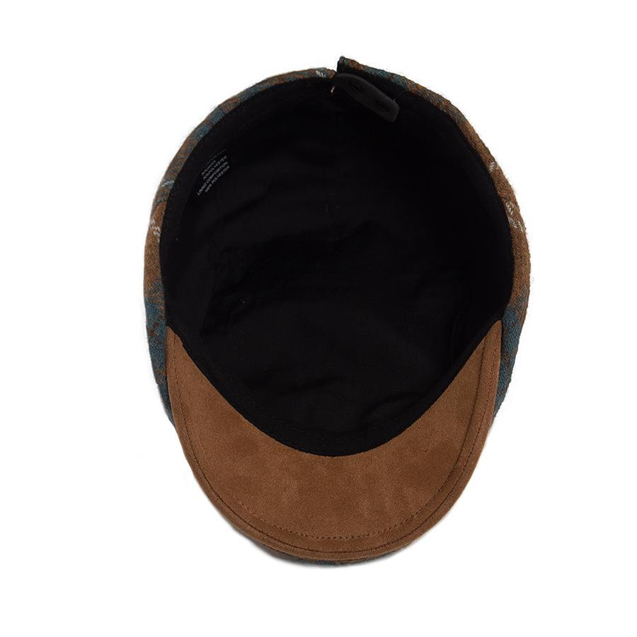 Nuevo gorro de boina para hombre otoño e invierno cálido lana color cuadros retro sombrero de copa casual británico para mujer