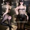 Sex Tights Oily Black Stockings Oily Open Crotch Silky Underwear Integrated Lace Transparent Tube Top Suspenders