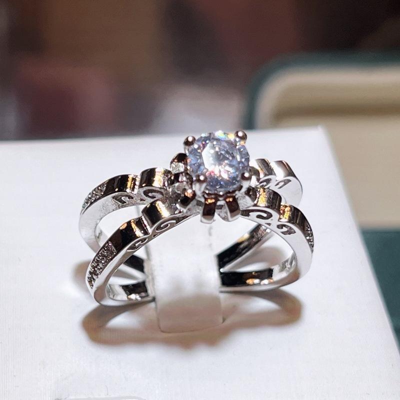 

Кольцо-корона из платины с бриллиантовым покрытием в виде переплетенного цветочного бутона для женщин, помолвочное кольцо для свадьбы No. 10