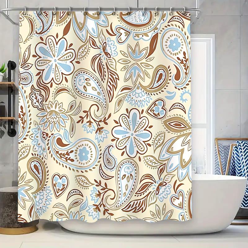 

Fashionable Vintage Floral Pattern Shower Curtain Waterproof Anti-Mold Bathroom Curtain Durable Easy To Clean Suitable W60H190(CM)-1 Pcs