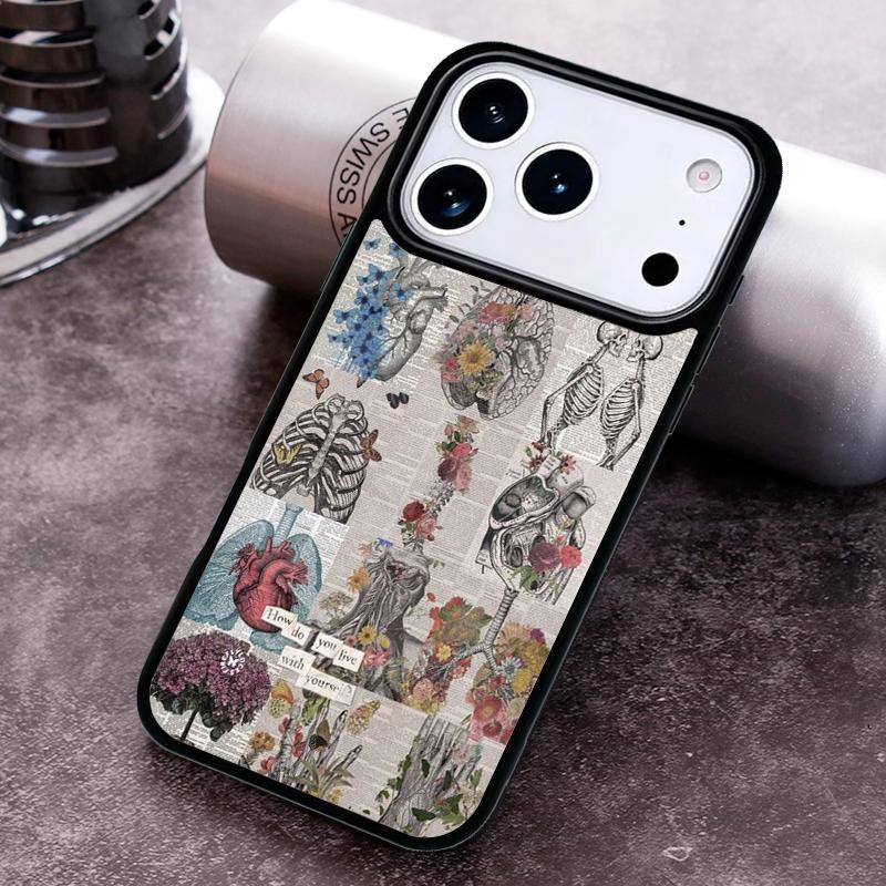 

Чехол для телефона HUMAN ANATOMY сердце цветок для iPhone 17 16 15 Pro Max Air 14 13 12 11 Plus Ударопрочный чехол iPhone 14 Pro