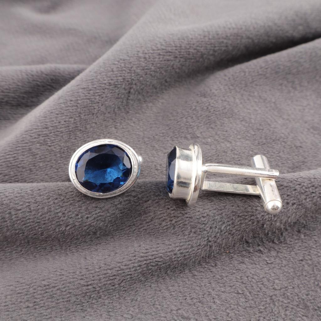 Kamień Londyński Topaz 925 Srebro Próby Ręcznie Robione Spinki do Mankietów Biżuteria Dla Mężczyzn CL-2-16