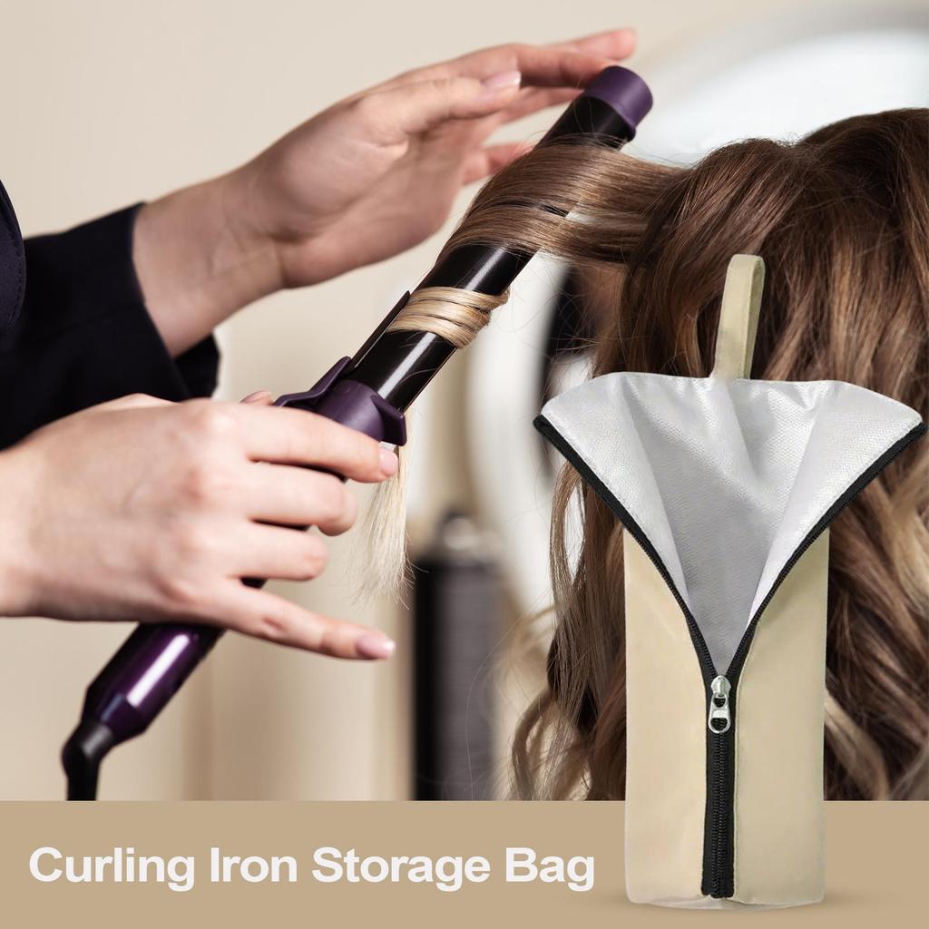 Heat Resistant Mat Pouch Hair Tool Bag Dustproof Waterproof Hair Styling Tool Organizer for Travel Vanity Table RV Salon