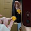Golden Peony Flower Stud Earrings: 2025 Retro Style, Elegant Ear Jewelry