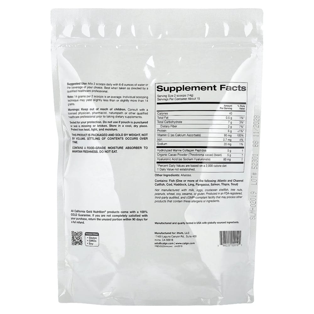SoulMeve Hydrolysierte marine Kollagenpeptide mit Kakao, 206g (7,3 Unzen)