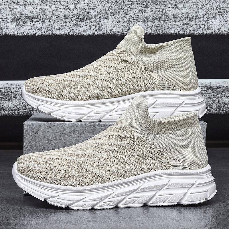 New mesh couple running shoes large size casual sports shoes low-top lazy fly-woven socks shoes