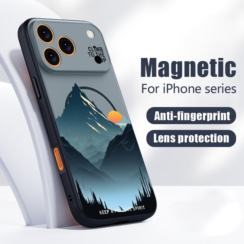 Mountain Landscape Case For iPhone 17 18 Pro Max Magnetic For Magsafe Skin Feel Hybrid Phone Cover For iPhone 16 15 14 13 Pro Max