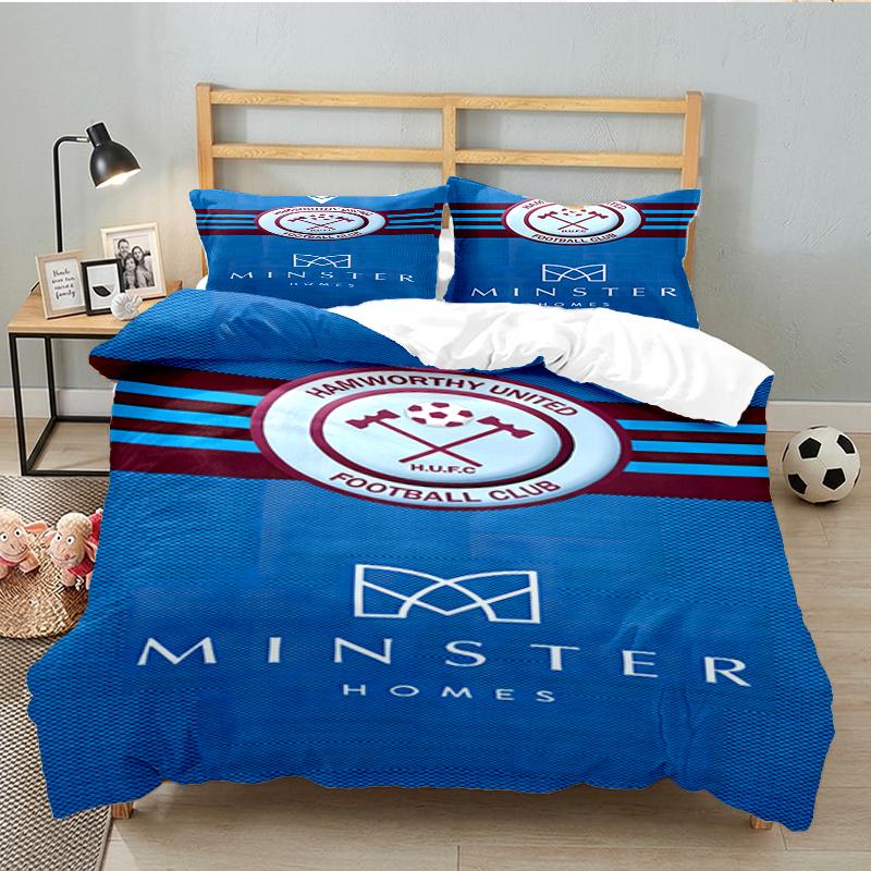 3PCS Football Club Ham-worthy Homes Bedding set,Ideal For1pc Duvet Cover And 2pcs Pillowcases Perfect for Christmas,Ideal for Bedroom, Dormitory