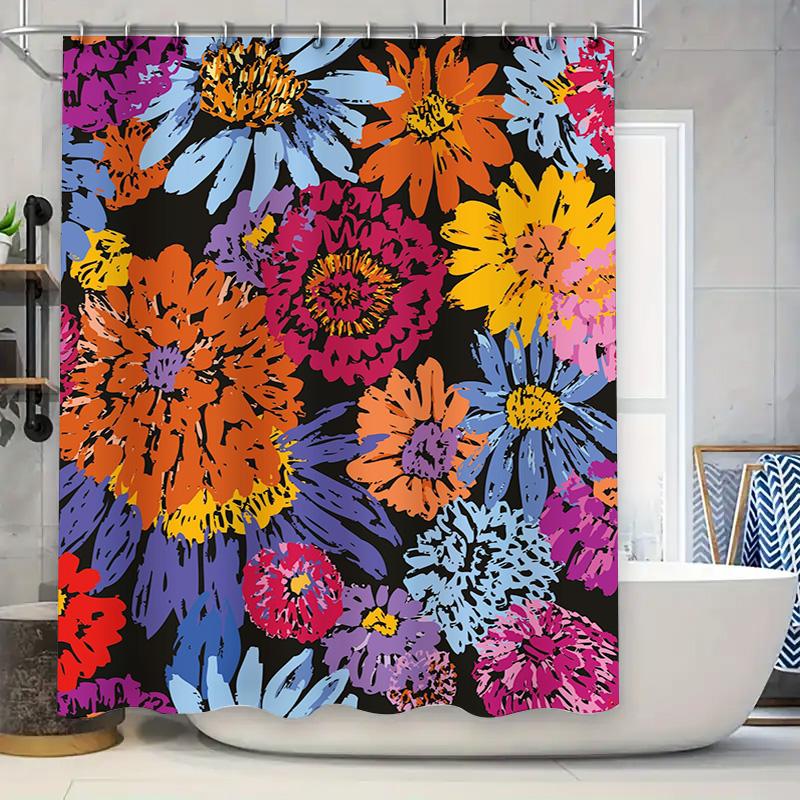 Vibrant Floral Shower Curtain Bold Colors for a Luxurious Bathroom Upgrade 90x180cm