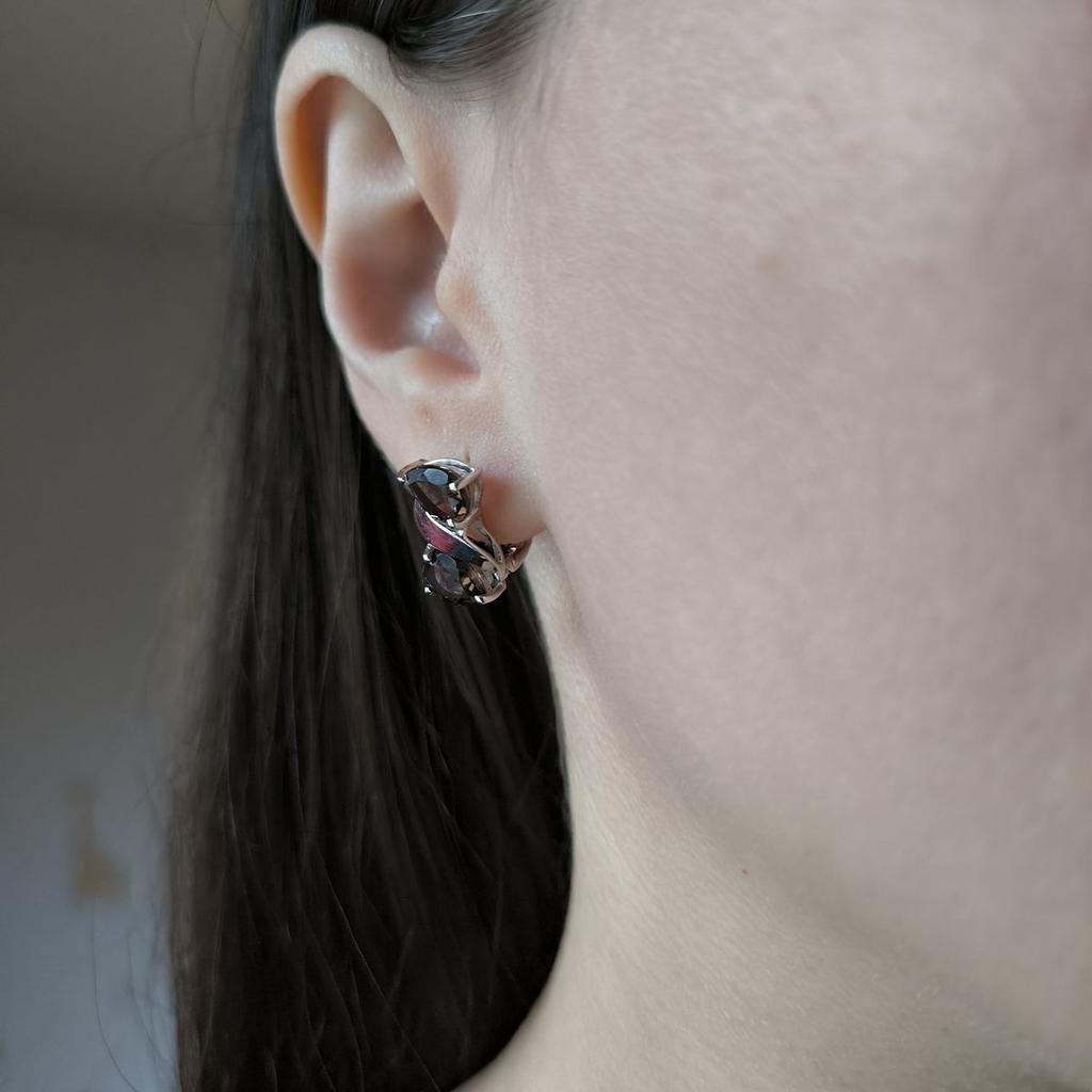 Silver Earrings with Natural Rauchtopaz (smoky Quartz) 3.842ct (2178880)