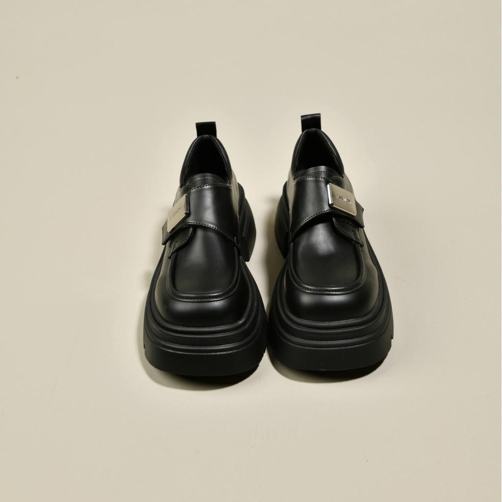 Design Sense Small Leather Shoes Women's Spring New Versatile Retro Thick-soled Thick Heel