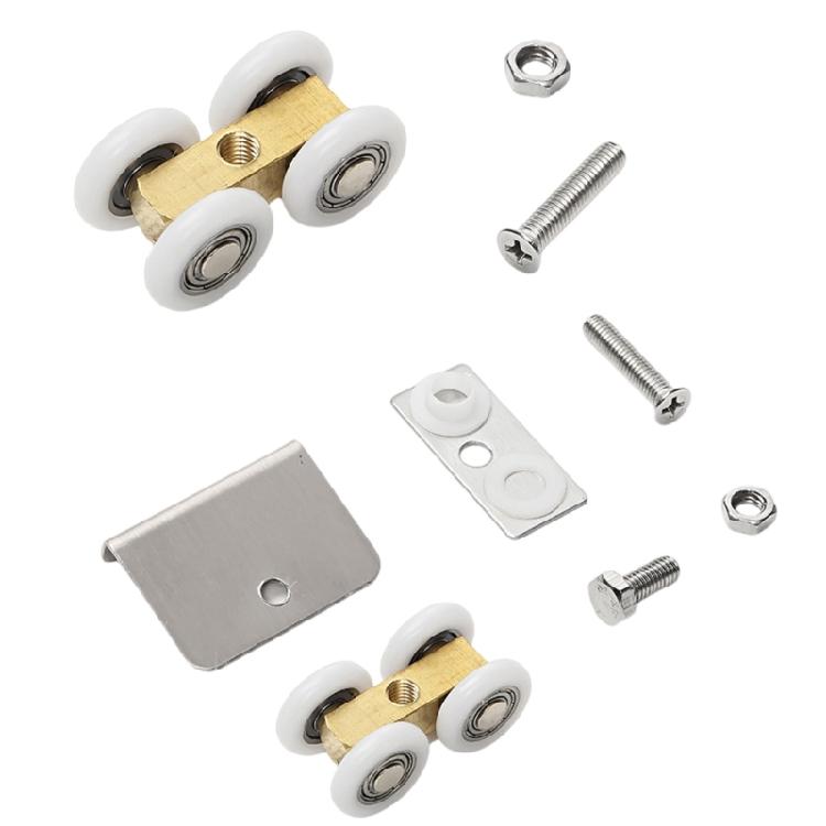2Pcs Universal Shower Glass Door Rollers Corrosion Resistant Four Wheel Hanging Pulley Roller for Bathroom Doors
