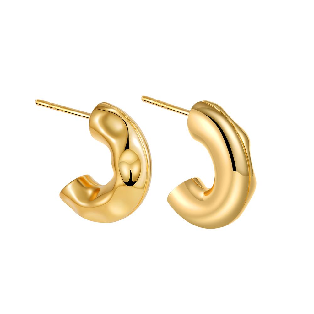 

Gold Plated C Shape Circle Texture Hammered Small Hoop Earrings for Women Copper Color Mini Ear Buckle Hoops Fashion Zircon золотий