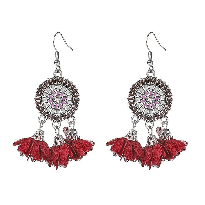 Long fringed earrings Bohemian water drop fringed earrings Ethnic vacation style stud earrings