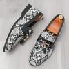 New Snakeskin Patte Loafers For Men's Pointed Tassels Slip On Shoes Male Designer Formal Wedding Dress Homecoming Footwear