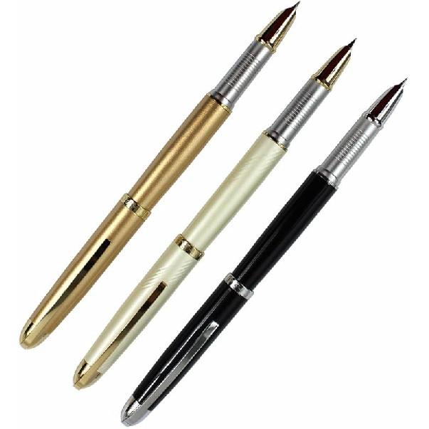 4 PCS in Set Gullor 450 Fountain Pen in 4 Colors (Elegant Colors) with Pen Pouch 3 Colors (A)