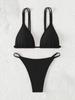 2024 Backless Solid Color Triangle Cup Bikini Swimwear for Women
