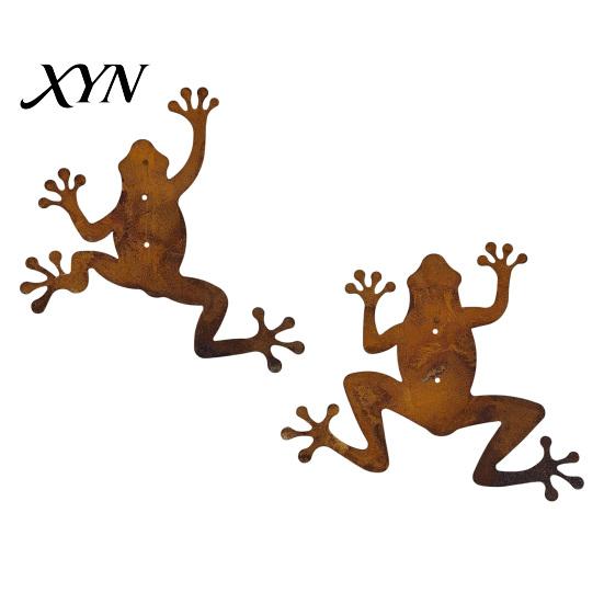 Wooden Door Iron Decor 2Pcs Metal Gecko Frog Wall Art, Rustic Lizard for Outdoor Garden, Anti-rust Patio & Yard, Distressed Finish Animal Hanging