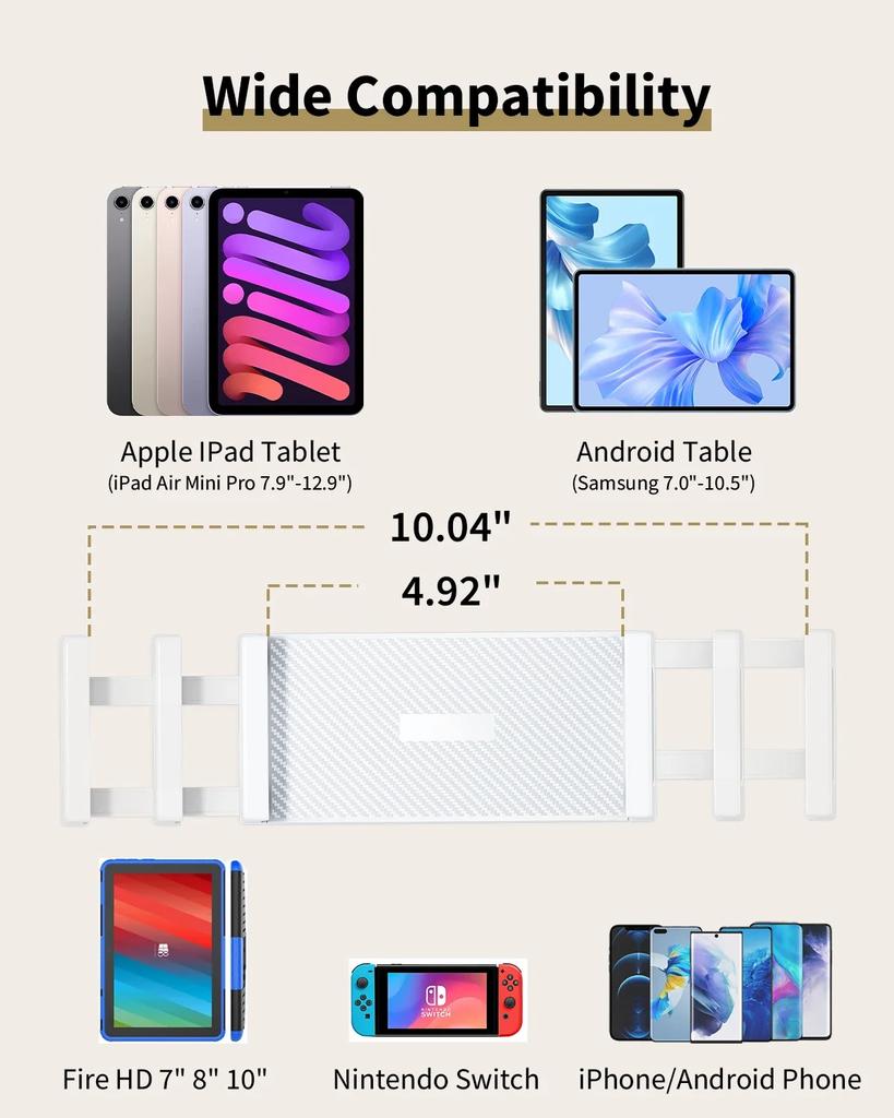 Oatsbasf Tablet Stand for Bed Sofa Laying Down Tablet Holder with 360° Rotation Clamp Hand-Free Stand for 4.5~12.9'' iPad Switch