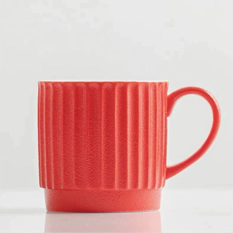 Ceramic Mug Handmade Line Pattern Cup Household Tea Drinking Cup Activity Cup Practical Gift Cup