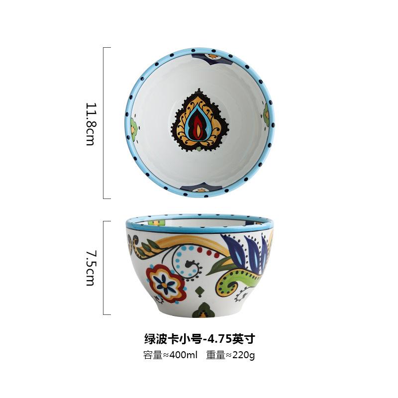 Ręcznie Malowana Ceramika Stołowa Europejska Podszkliwna Miska do Ryżu Nieregularna Miska do Sałatki Owocowej Domowy Talerz Śniadaniowy Zastawa Stołowa na Kolację