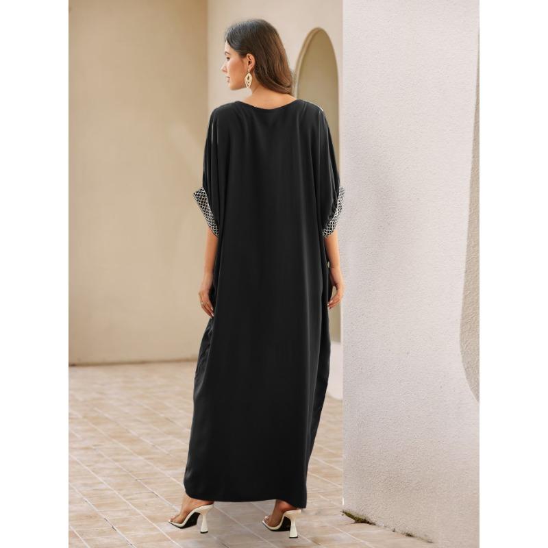 Women's Fashion Summer Spring 1/2 Sleeves V-Neck Loose Waistline Casual Dresses