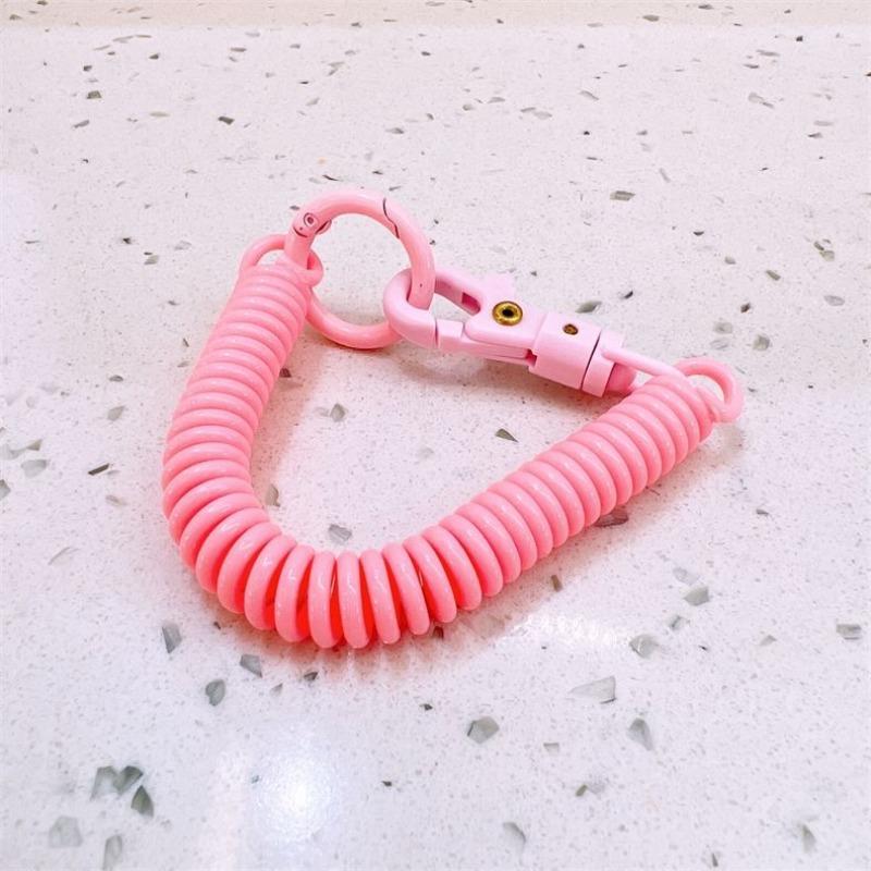 Macaron Color Anti-lost Card Holder Spring Rope Work Card Lanyard Elastic Rope Elderly Student Access Control Card Lanyard
