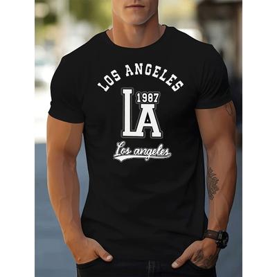 Herren Freizeit-Oberteil mit kurzen Ärmeln und einem klassischen Vintage Los Angeles 1987 Grafikdruck