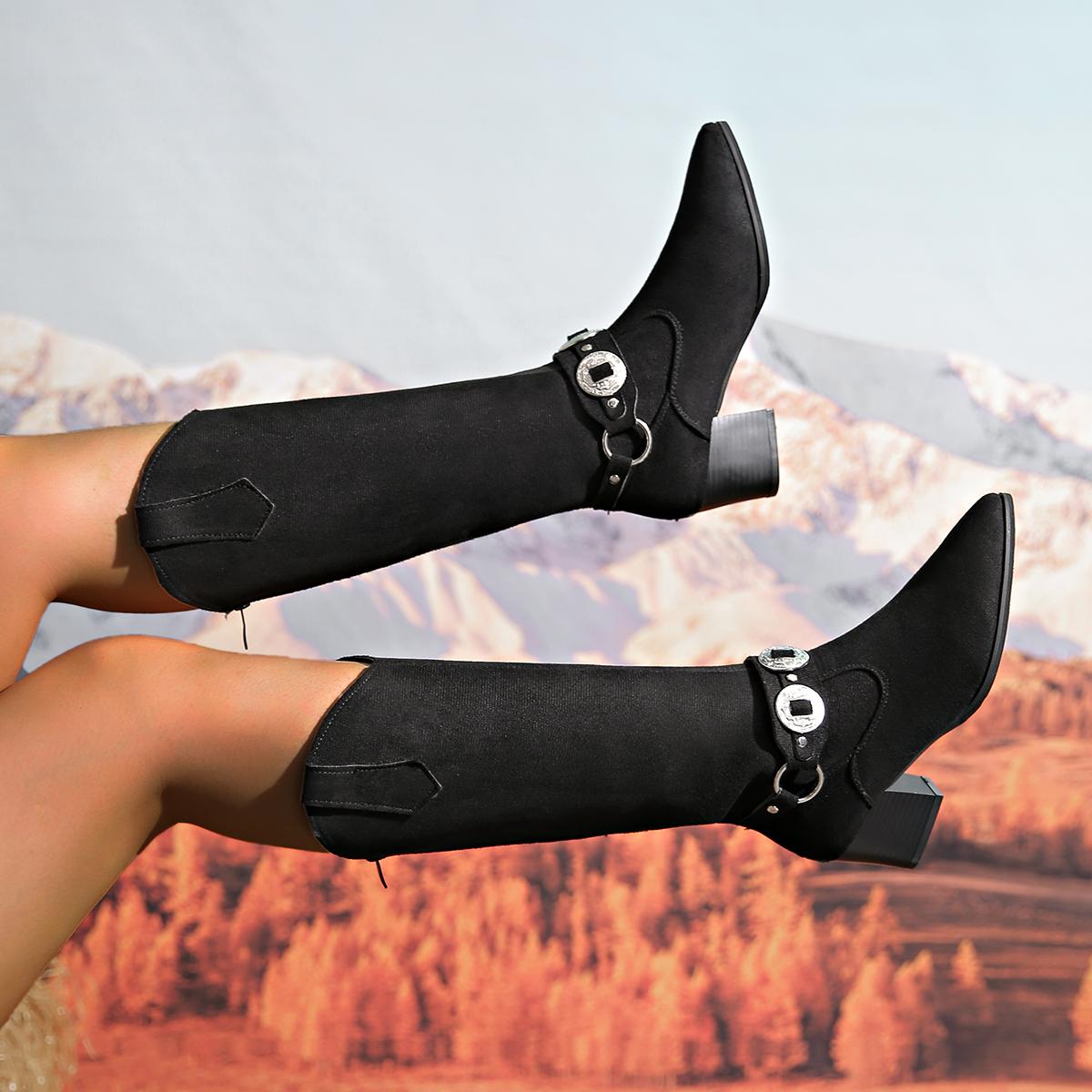 

Женские длинные сапоги, зимние новые тенденции, теплые рыцарские сапоги, женская мода, британская элегантная обувь класса люкс на высоком каблуке, женские ботинки Botas De Mujer 35 чёрный