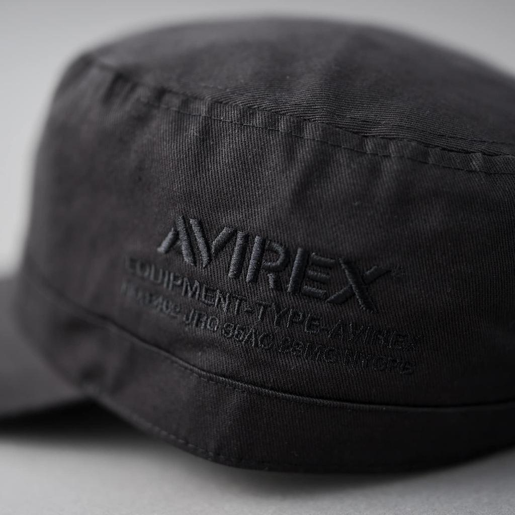 AVIREX Custom Number Embroidery Military Work Cap 2 Sizes XL Big Size Hat Deep Men's Big Size 62cm Golf Cap (JP, Alphabet, M, Black X Black)