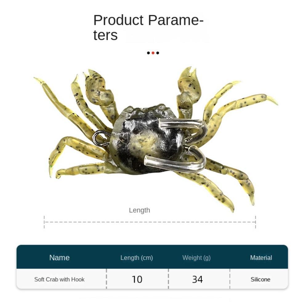 2PCS Soft Silicone Fishing Lures Simulation Rubber Crab Sea Fishing Bait Fishing Trap Tackle With Double Hook Durable New