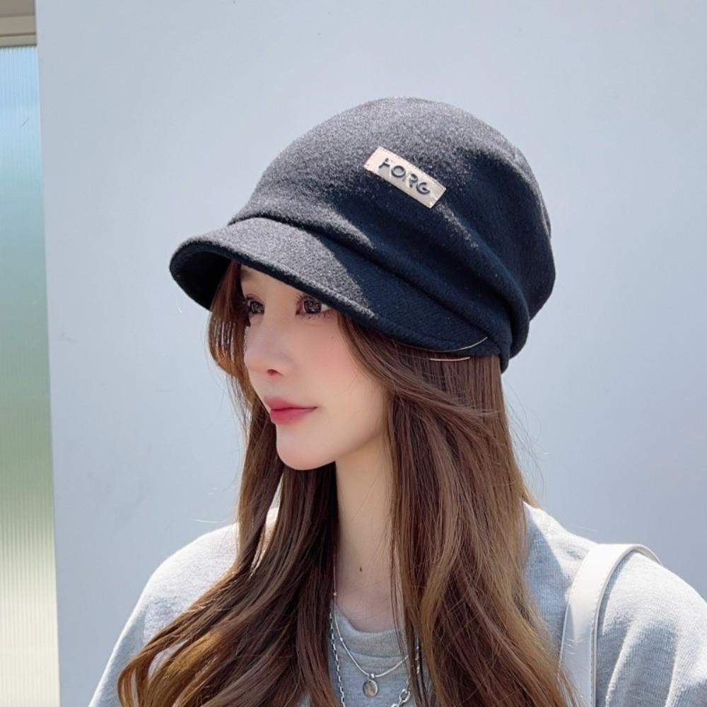 Casual Wide Brim Caps Solid Color Ear Protection Cap Fashion Warm Hat Autumn Winter