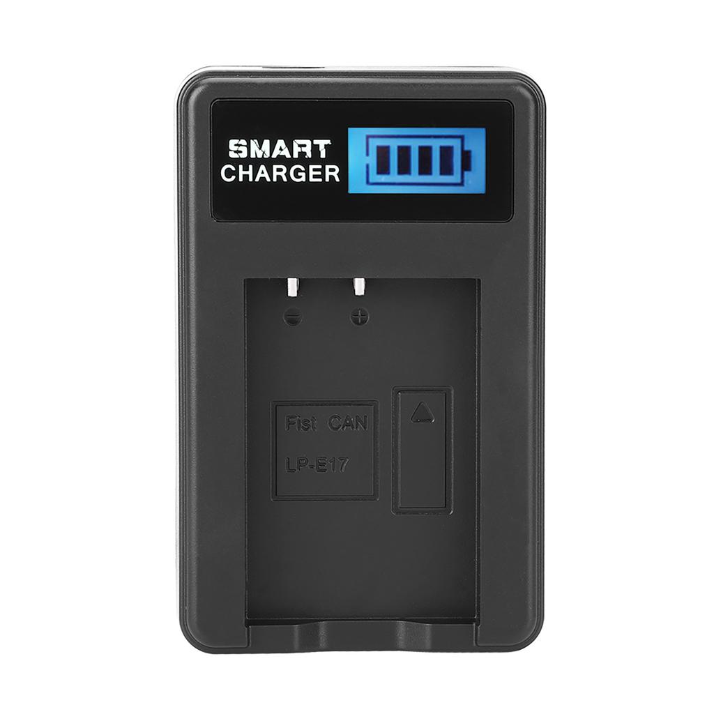 LP E17 Battery Charger Single Slot USB Charging with LCD Screen for Canon EOS M3 M5 M6 760D