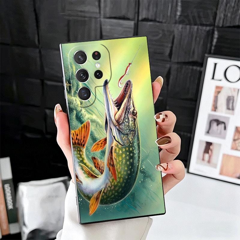 Carp Fish Fishing Rod Soft Phone Case for Samsung Galaxy S26 S25 Edge S24 Ultra S23 Plus S22 S21 FE S20 Black Cover Back Shell