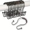 12pcs, Rustproof Stainless Steel S Shape Shower Curtain Hooks Rings, For Bathroom Shower Rod Curtains, Bathroom Accessories