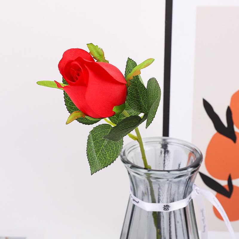 Single Stem Fabric Rose Artificial Flower, Real Touch Fake Bouquet for Wedding Home Decor, Realistic Fake Rose