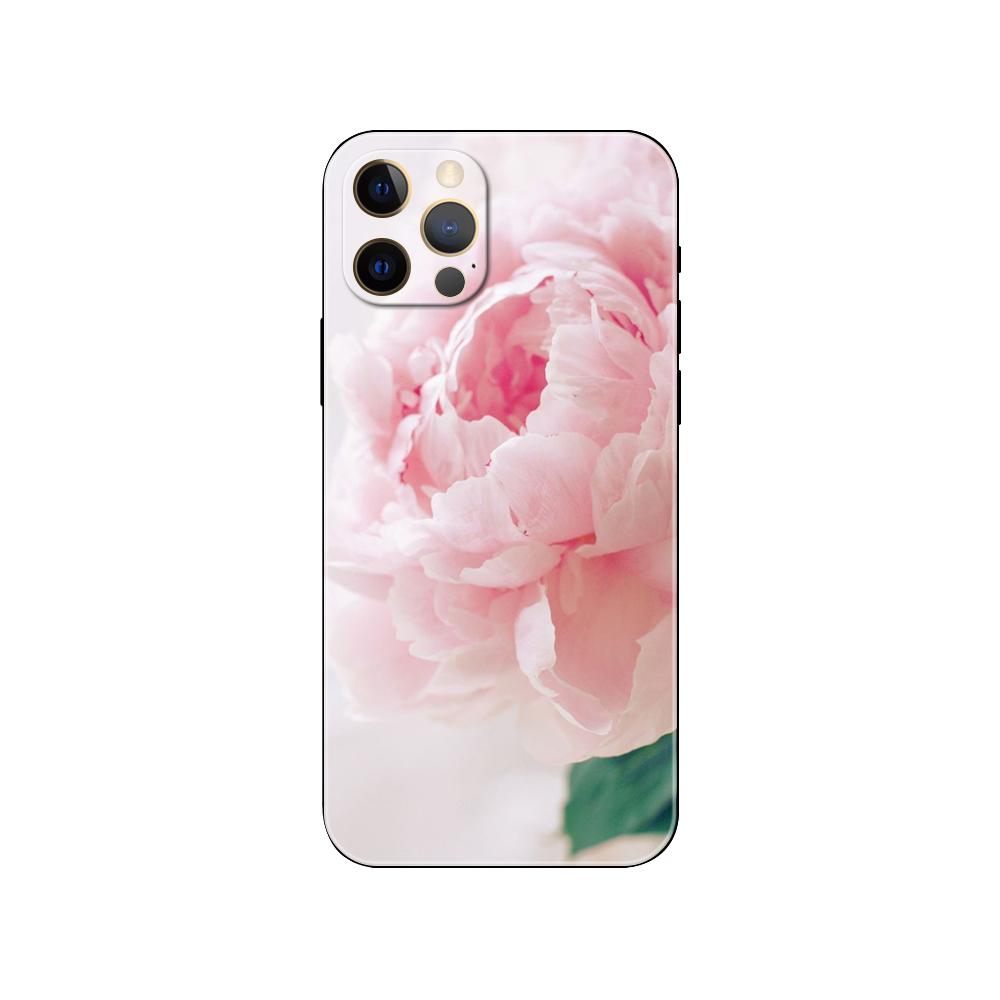 Peonies Beautiful Flower Phone Case for Iphone 5 5s 2020se 6 6s 7 8 Plus X 10 XR XS 11 12 13 Mini Pro MAX Black Tpu Back Cover