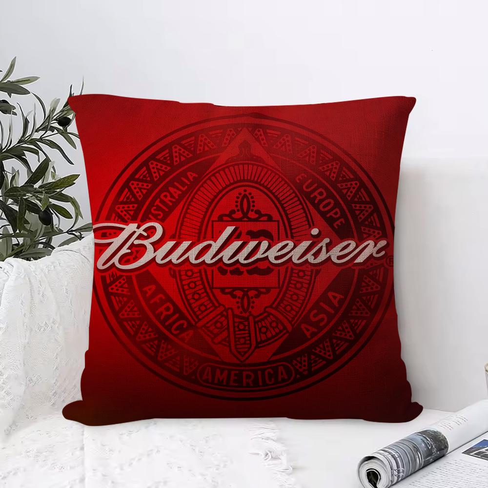 Hot B-Budweisers Cushion Cover Breathable Linen Pillow Cover Skin-Friendly Home Decor Pillowcase With Hidden Zipper
