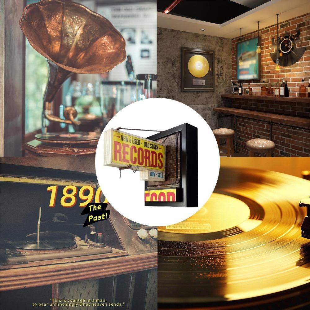 3D Miniature Record Store Retro Wall Light Retro Record Player Wall Light  Record Collector Gift