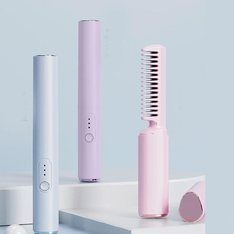 Lightweight Rechargeable Hair Straightener Brush Anti Scald Comb with Quick Heat Up Adjustable Temperature for Travel