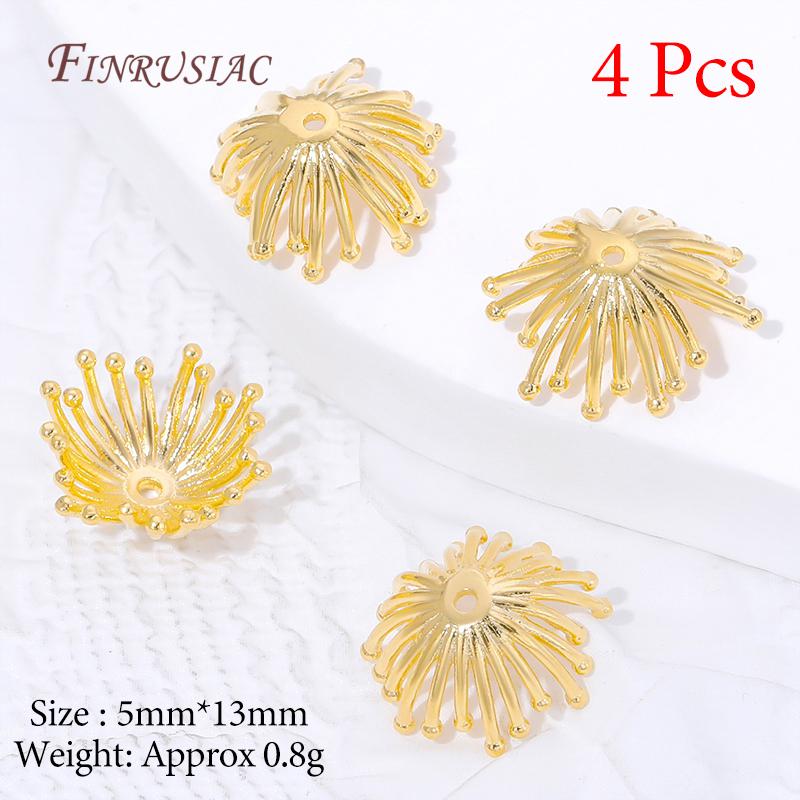 Multiple Styles 18K Gold Plated Beads Caps For Jewelry Making,Brass Flowers Caps For Bracelets DIY Accessories,Tassel End Cap