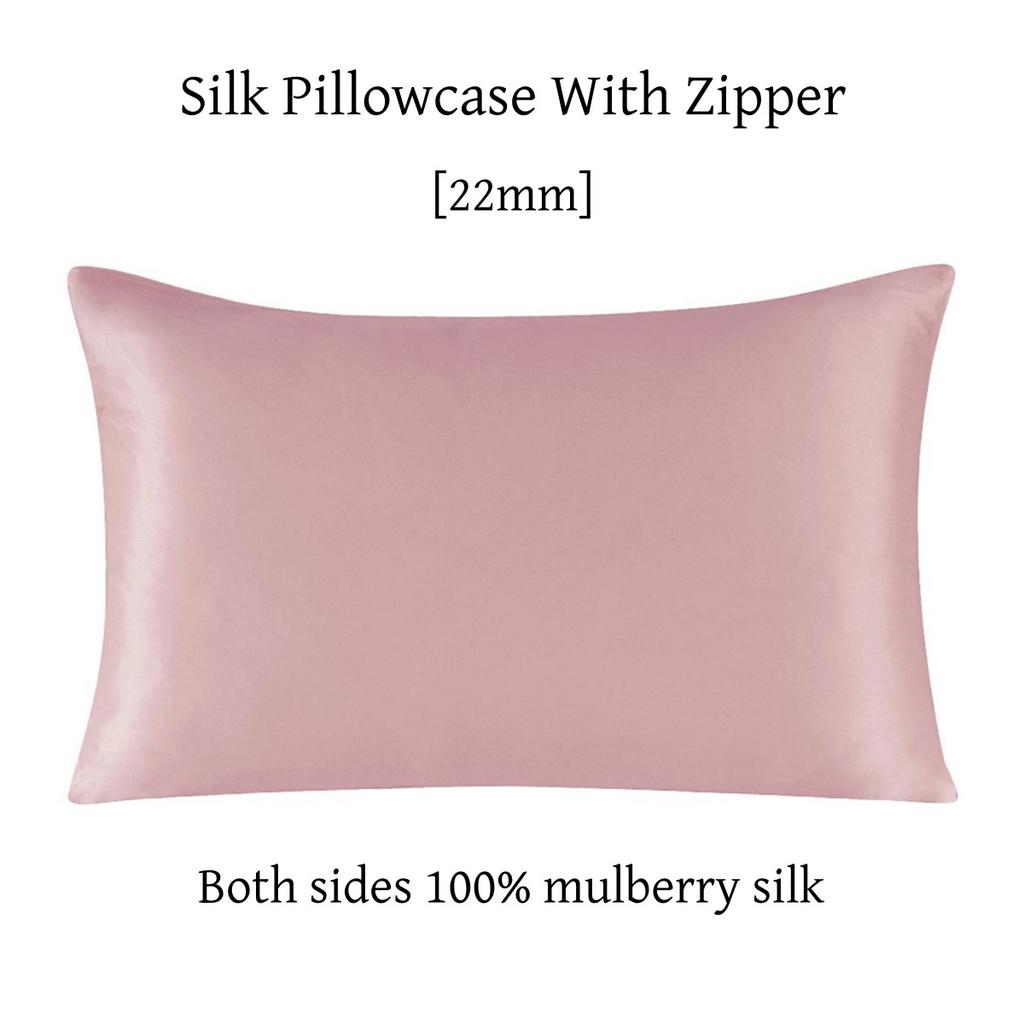 22 Momme Silk Zipper Pillowcase 1pc 100% Nature Mulberry Silk Muticolor Pillow Case For Healthy Standard Queen King