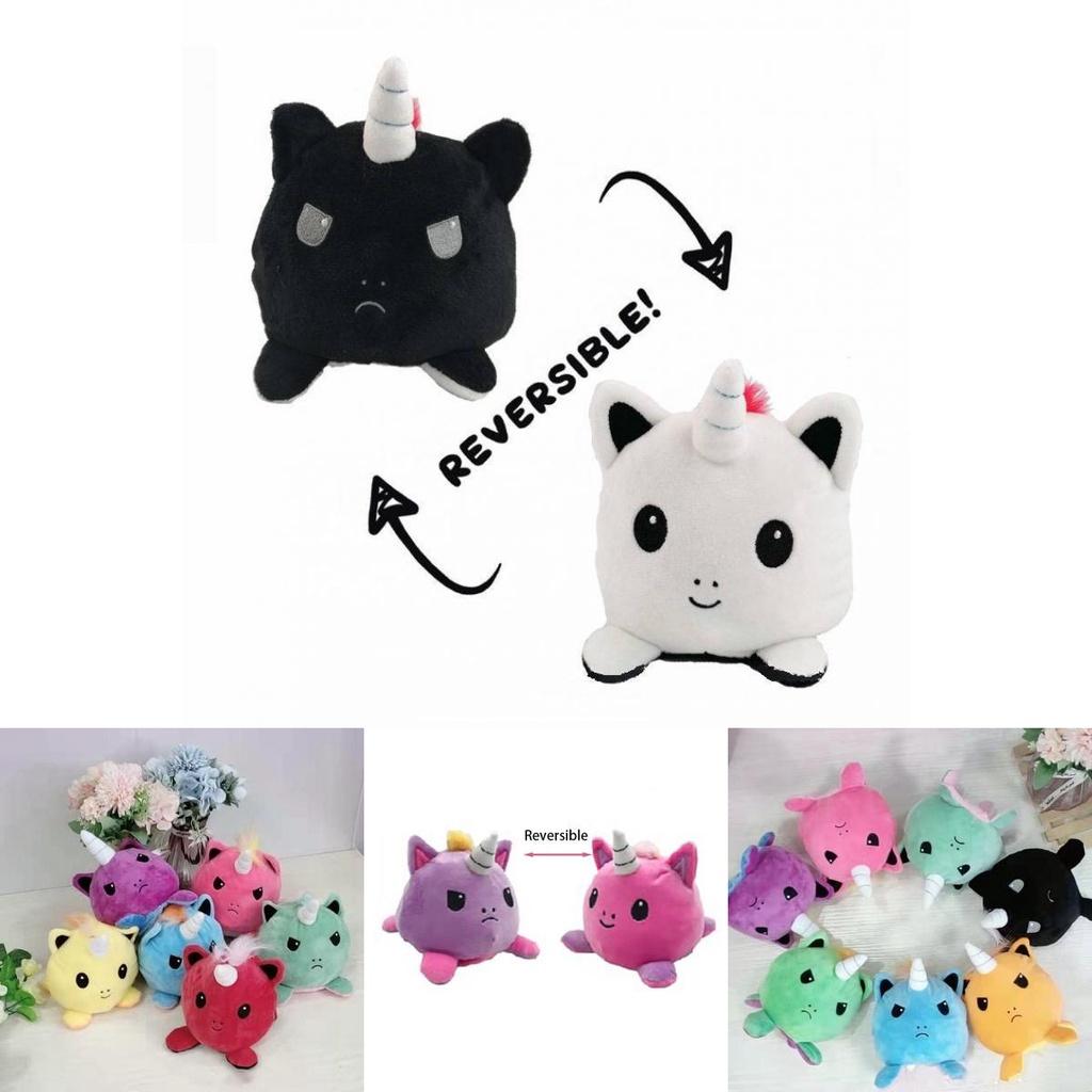 Magical Reversible Unicorn Plush Doll Luxurious Soft Material With Feather Cotton Filling For Comfort