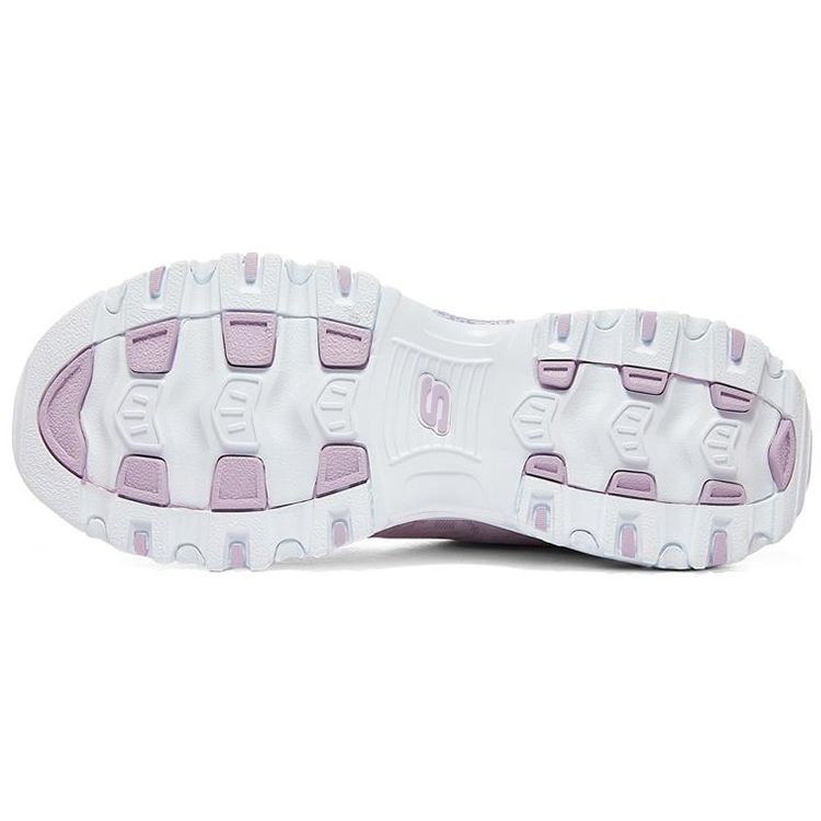 Skechers DLites 1.0 Mesh Synthetic Leather Lace-Up Low-Top Dad Shoes Women Sneakers Lavender 896027-LAV