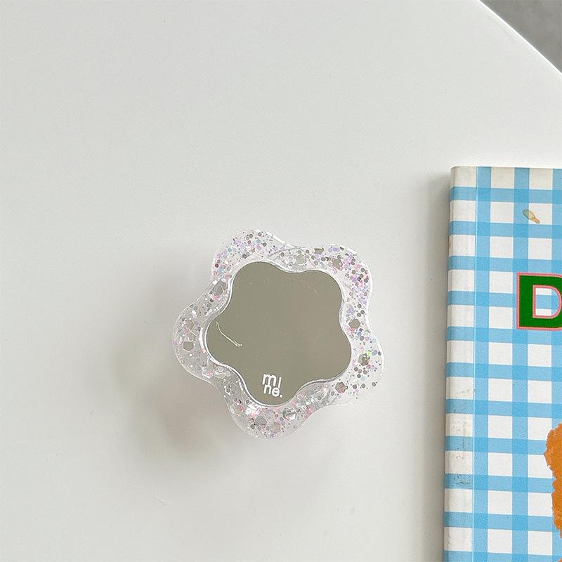 Rhinestone Magnetic Mobile Phone Airbag Bracket Paste Flower Glitter Mirror Advanced Sense Retractable Ring Niche