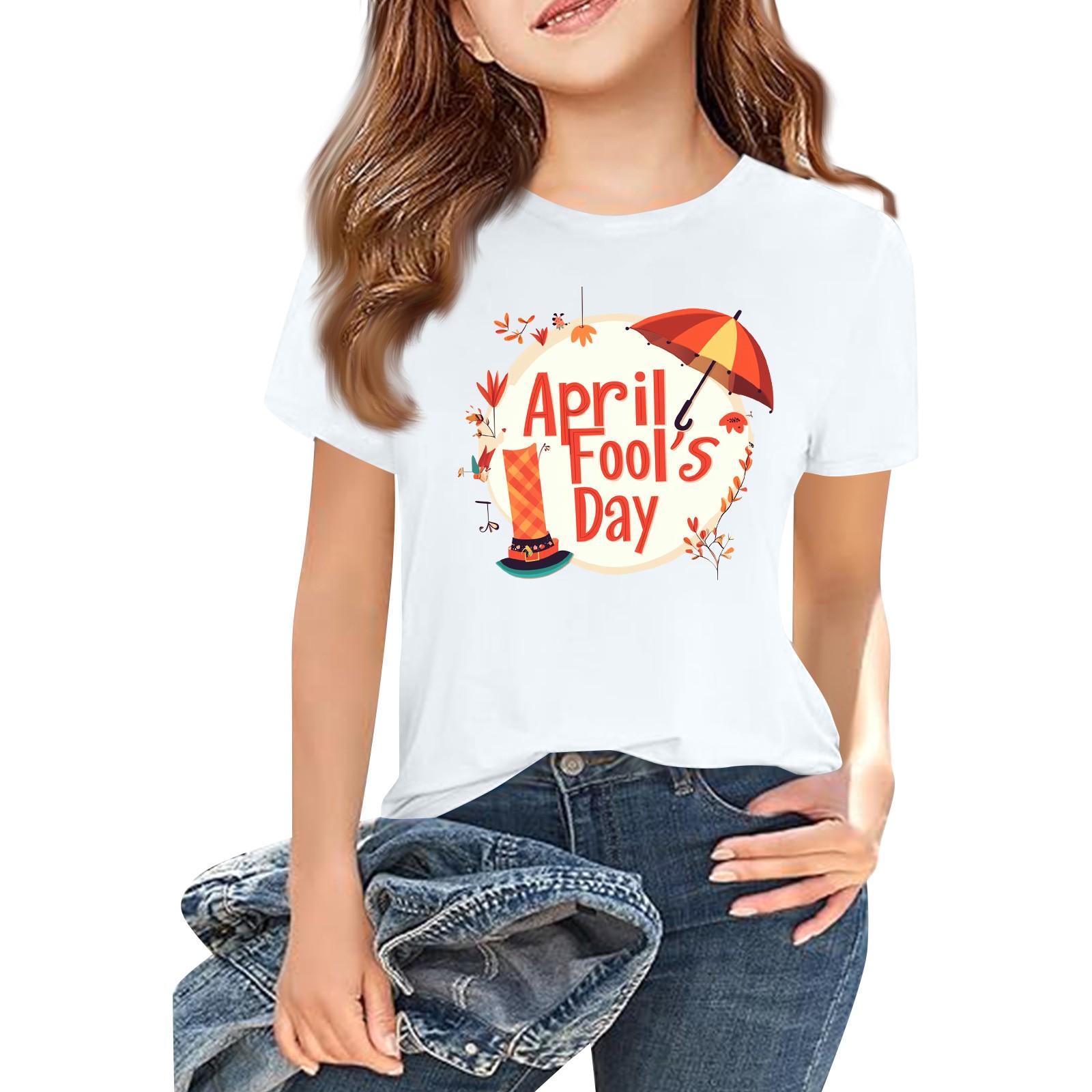 

Детская модная повседневная футболка с коротким рукавом и круглым вырезом с принтом 140 белый