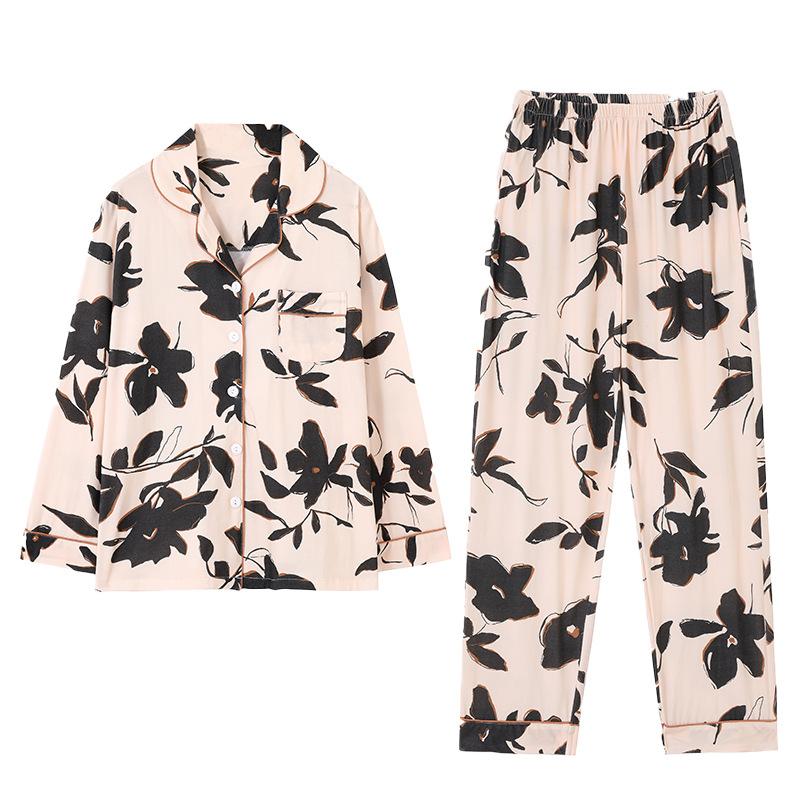 Pajamas Women'S Pure Cotton Long-Sleeved Women'S Thin Mid-Autumn And Winter Cotton Cardigan Loungewear